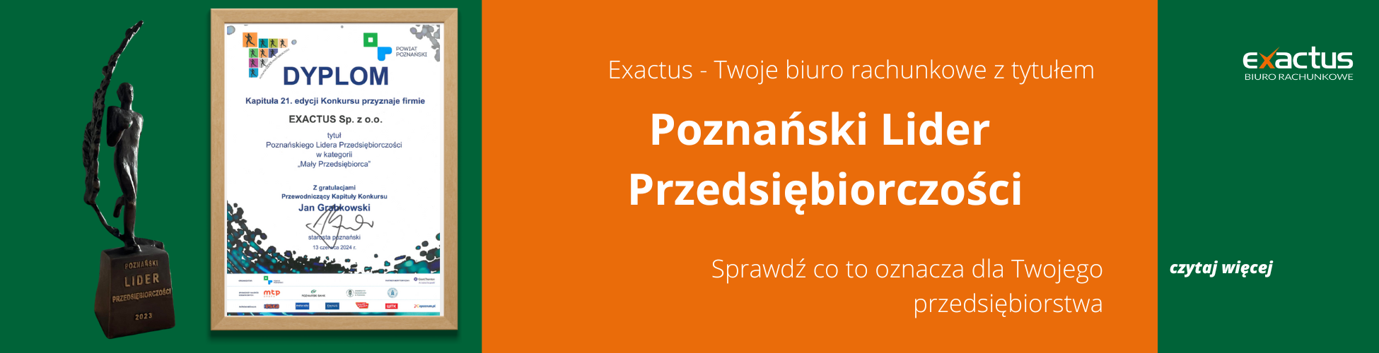 Tytuł Poznańskiego Lidera Przedsiębiorczości dla Exactus
